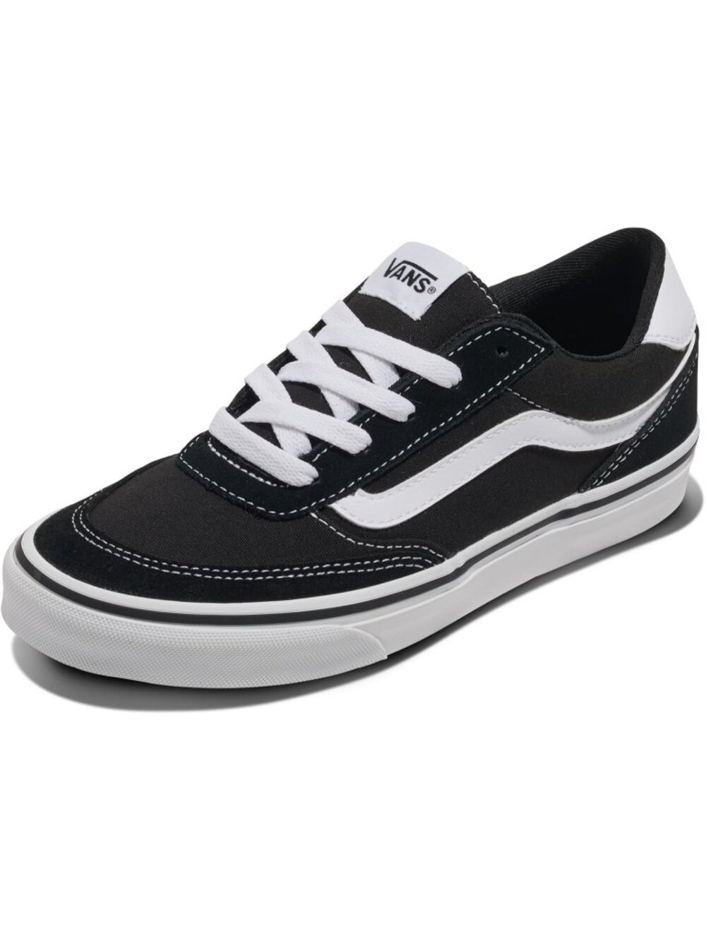 Women's Suede Canvas Black White Brooklyn Ls Low-Top Work Fashion Sneakers